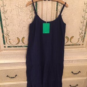 NWT PACT Organic Cotton Maxi Dress, M, maritime blue